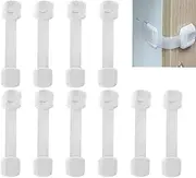 WADY 10 Pack Cabinet Locks Baby Proofing, Child Safety Drawer Locks, One Click Baby Proof Adjustable Baby Safety Locks Multi-Purpose use for Cabinets, Cupboards, Toilets, Fridge, Oven, Bins (White)