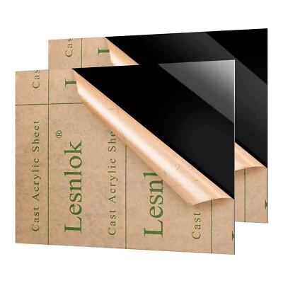 2 Pieces 24"x36" Black Acrylic Sheet, 1/8" 3mm Thick Plexiglass for DIY & Crafts