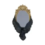 Just in- Ornate Gilded Black Raven Mirror Gorgeous Wall Hanging Mirror Poe Crow