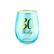 30th Fluted Stemless Handmade Drinking Glassware/Home Decoration 600ml/13cm