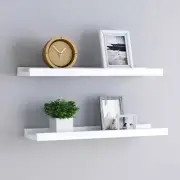 White Frame Ledge Shelf Set of 2 Decorative Wall Storage 23.6 x 3.5 x 1.2