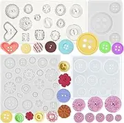 4 Pieces Button Resin Molds Round Button Shape Fondant Silicone Mold for Cake Decoration,Chrysanthemum,Roses Silicone Candy Mold,Cupcake Topper,Polymer Clay,Crafting,Chocolate,Resin Sugarcraft Mold