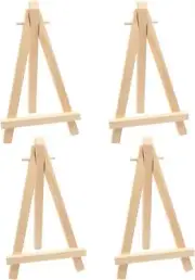 4pcs Mini Wood Display Easels, Small Table Top Easels, Artist Triangle Easels fo