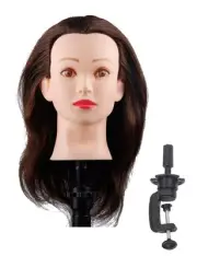 Mannequin Head with 100% Human Hair Hairdresser Training Head Manikin Cosmeto...