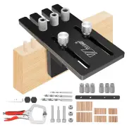 Wnew Doweling Jig Kits Aluminum Alloy Hole Drill Guide Punch Locator Dowel Cabinet Hardware Jig for DIY Woodworking Proj