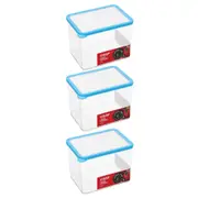 3x Lemon & Lime 2.7L Rectangle Crisp Food Storage Container Dishwasher Safe Blue