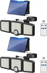Sunsign Solar Lights Outdoor, 108 LED Wall Lamp 3 Heads 270° Adjustable Solar Flood Light, 3 Modes Solar Spotlight IP65 Waterproof with Motion Sensor for Garden, Patio, Terrace, Home (2)