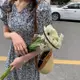 短袖洋裝 碎花長裙 小禮服 V領短袖碎花連身裙藍色魚尾裙女法式洋氣中長款裙子ins超仙顯瘦MB045 3645 衣時尚