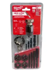 Milwaukee 49-22-5602 15PC SAE Tap and Die Set with Hex-LOK 2-in-1 Handle