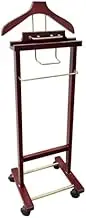 Wooden Hotel Suit Valet Stand with Contour Hanger, Tray, Trouser Bar, Tie Bar, and Shoe Rack 18.3" W x 13.4" D x 47.6" H Coat Rack Organizer for Men's Wardrobe