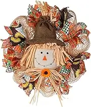 Autumn Wreath - Realistic Artificial Autumn Wreaths Thanksgiving Wreath - Autumn Harvest Wreath Farmhouse Scarecrow Sunflowers Doorsign for Porch Wall Window Home