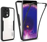 [ILING] Trasparente Case for OPPO Find X5 Pro 5G, 360° Full Body Protection Shockproof Cover with Built-in Screen Protector, Ultra Thin Hard PC Silicone TPU Bumper Case (Black)