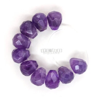 10 Natural Purple Amethyst Faceted Teardrop Briolette Beads ap. 9x11mm #15191