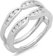 [Dazzlingrock Collection] 0.45 Carat (ctw) 14K Gold Round Diamond Ladies Anniversary Wedding Enhancer Guard Double Ring 1/2 CT