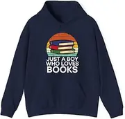 [X.Style] Just A Boy Who Loves Books Read Reading Librarian Kids ds033 Hoodie Navy 3XL