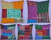 10 PC Wholesale Lot Silk Kantha Work Pillow Case Patchwork Sofa Cushion Throw