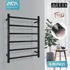 ACA Wall Round Electric Heated Towel Rack Stainless Warmer Rail 6 Bars Black