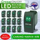 GREEN Rocker Switch ARB Carling Style dual backlit LED on-off