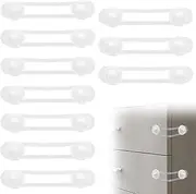 IONPSHG Child Locks for Cabinets and Drawers, 10pcs Child Safety Locks, Baby Proof Cupboard Locks, Baby Proofing Latches to Drawer Door Fridge, No Drilling Adjustable Strap with 3M Adhesive Pads
