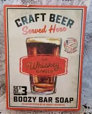 NEW IN BOX THE WHISKEY GINGER SUPPLY CO. BOOZY BAR SOAP SET OF 3-10.5 OZ BARS