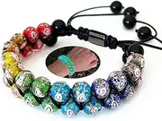 [ARTSY CRAFTS INC] ARTSY Crafts Glow in The Dark Firefly Beads Bracelets, 7 Chakras Crystal Mermaid Glass Beaded Bracelets for Anti Anxeity Healing Energy Money Wealth Abundance Stackable Bangle Wristband