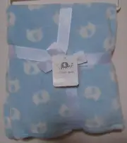 Boys Emporio Baby Blue White Elephant Very Cozy Baby Blanket