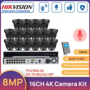 Hikvision 12MP 16CH NVR 8MP MIC IR POE Dome Outdoor Security CCTV Camera System