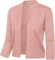 Grace Karin Women's 3/4 Sleeve Knit Cropped Cardigan Sweaters Open Front Bolero Shrugs Coat Tops S-3XL