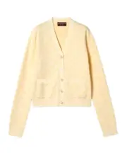Fine cotton GG jacquard cardigan M Light yellow/white
