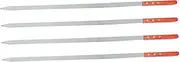 4Pcs Stainless Steel Kabob Skewers Flat Design for Safe Grilling BBQ Skewers with Handle for Camping and Outdoor BBQ Cooking