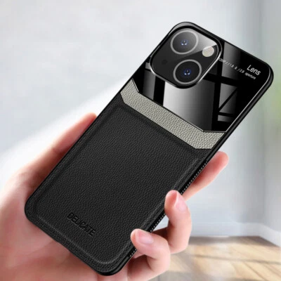 For iPhone 13 Pro Max Case Luxury Ultra Slim Lens Leather Soft Bumper Cover 13