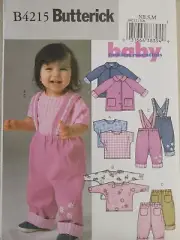 Butterick Pattern B4215 Infant Jacket Shirt Suspender Pants Sizes NB S M