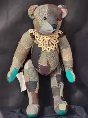 19" Handmade Vintage Quilt Patchwork Teddy Bear By Desert Rose Creations