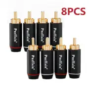 8PCS Gold Plated RCA Plugs Audio Connector Male Adapters for HiFi Signal Cables
