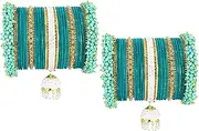 [ZULKA] Latest Trendy Metal with Pearls, Zircon Stone & Velvet Bangles Bridal Chuda Set With Latkan For Women & Girls | Dulhan Chooda Set | Chuda Bangles For Wedding, Party, Occasion Wear-Set of 54