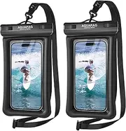 IPX8 Waterproof Phone Pouch 2 Pack-Up to 7.0"，Adjustable Neck Lanyard Floating Waterproof Phone Case for iPhone,Phone Dry Bags for Vacation Beach Pool Travel Essentials (Black Black 2 Pack)