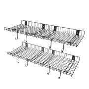 Garage Wall Shelf, Wall Mounted Storage Shelves, Heavy Duty Metal 4 Pack Black