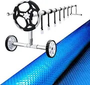 Aquabuddy Pool Cover Roller Blue Silver 8X4.2M 500 Micron Above Ground Rollers, Swimming Pools Covers, Bubble Blanket Heater Garden Summer Rectangle Outdoor