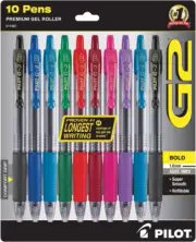 Pilot G2 Retractable Gel Ink Pens 1.0mm BOLD - 10x MIX COLOUR