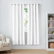 Amazon Basics Room Darkening Blackout Window Curtains with Grommets - White, 25.5W x 33.5L cm (1 Panels)