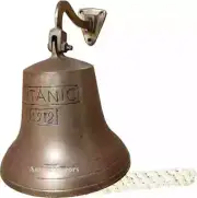 6" Antique Titanic1912 Brass Ship Bell Wall Mounted Bracket Nautical Home Decor