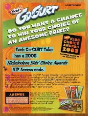 2008 Go-Gurt Print Ad/Poster Nickelodeon Yogurt Food Snack 00s Kid Promo Pop Art