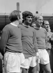 Manchester United players L-R; Nobby Stiles George Best & Bobby Ch- Old Photo