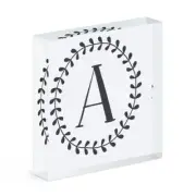 Letter A Floral Wreath Alphabet Acrylic Photo Block Frame Flowers