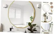 18" Circle Wall Mirror,Gold Waved Decorative Round 18"L x 18"W
