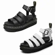 Womens Chunky Sandals Thick Sole Strappy Block Flatforms Shoes Summer New Size Black UK6.5EU39