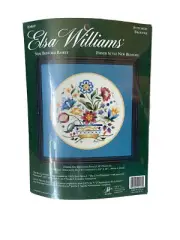 Elsa Williams New Bedford Basket Vintage Crewel Embroidery Kit Floral Vine