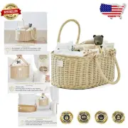 Luxury Handmade Rattan Diaper Caddy Organizer - & Portable Elegance