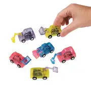 Transparent Pull-Back Construction Vehicles, Toys, 12 Pieces