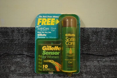 Vintage 1992 Gillette WOMEN Satin Care Razor Sensor 10 Cartridges & Gel New NOS
